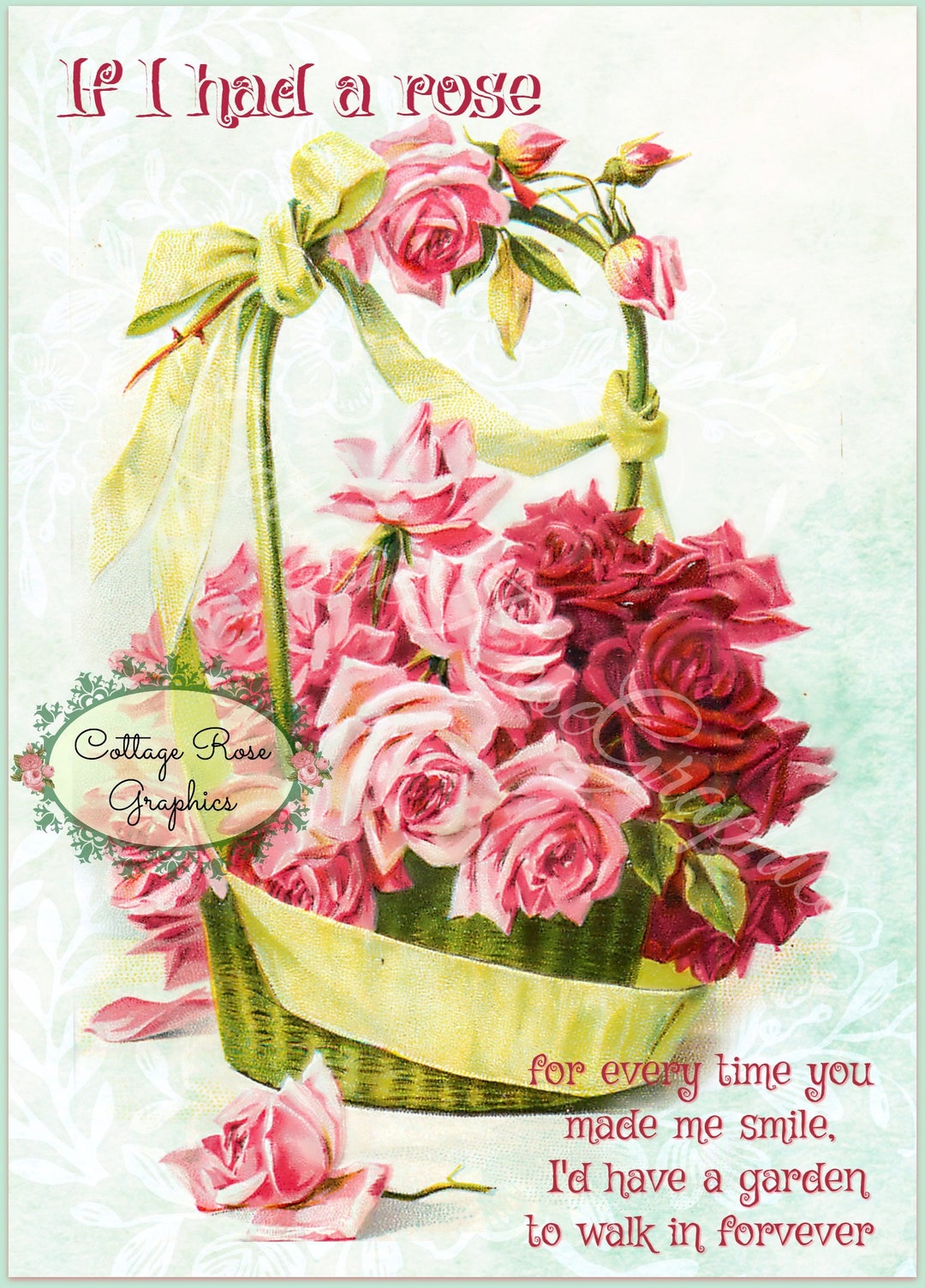 Pink Roses College Vintage Pink Roses Collage: Mother's Day Digital Download - Etsy