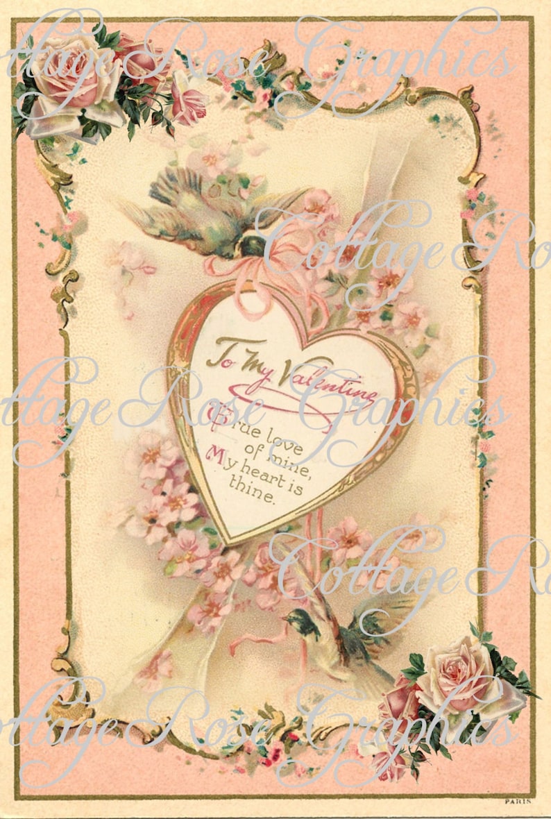 My Hearts Desire Vintage Valentine Download Blush Large Etsy