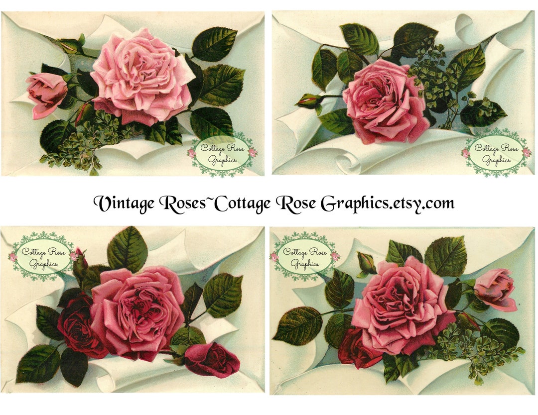 Pink Roses College Vintage Pink Roses Collage: Victorian Art (digital Download) - Etsy