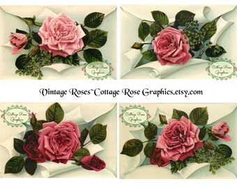 Vintage Pink Roses Collage: Victorian Art (Digital Download)