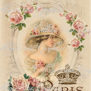 Charmed in Paris French pink roses digital download  image BUY 3 get one FREE