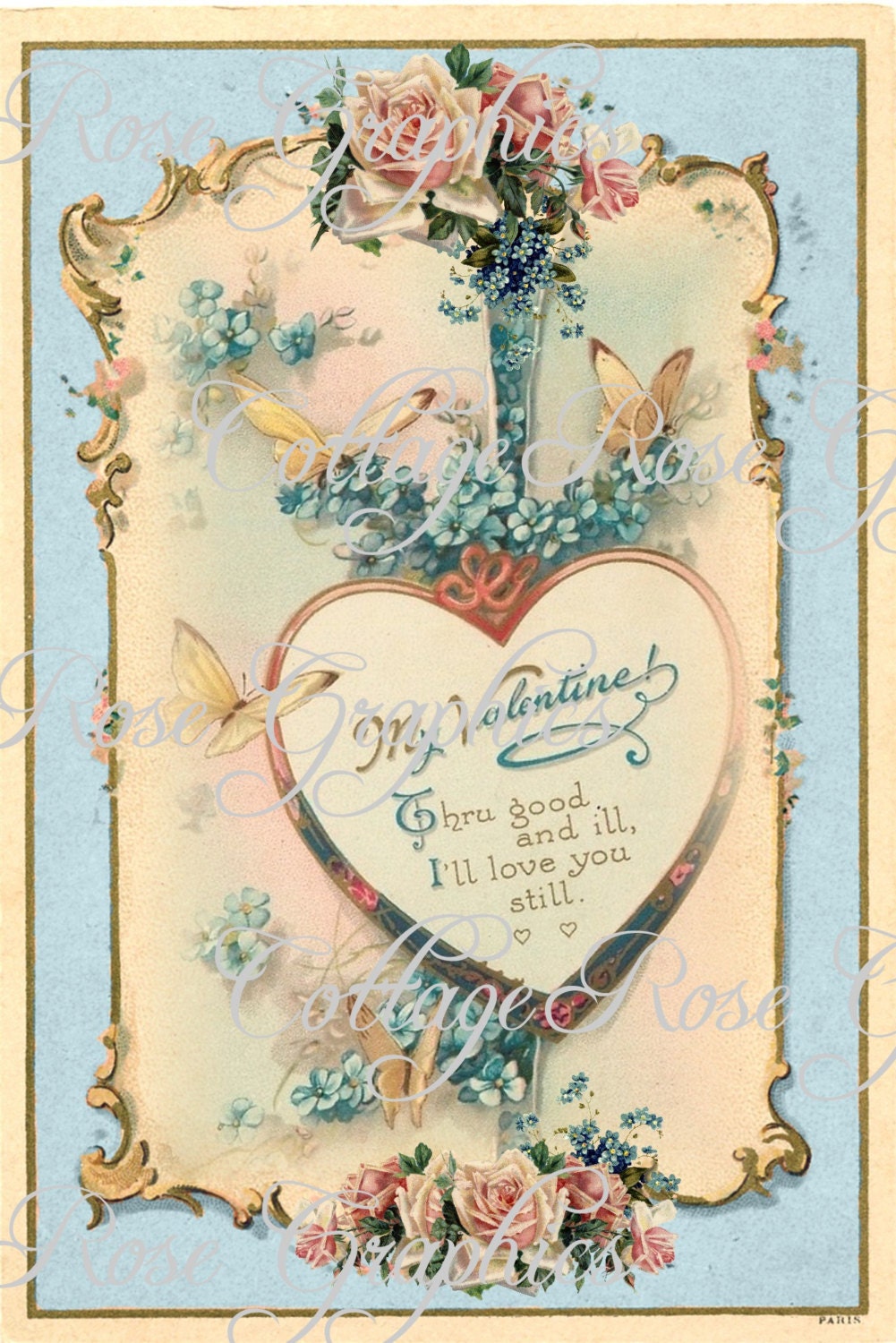 My Hearts Desire Vintage Valentine download Large digital ECS Etsy