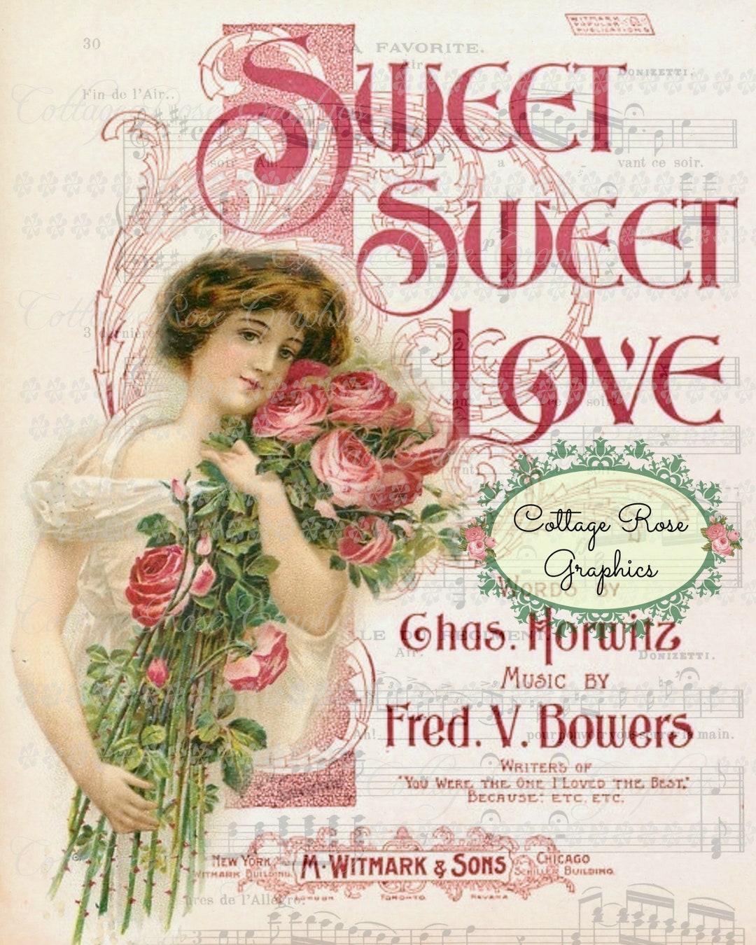 Pink Roses Covers Pink Roses Vintage Music Cover Art (digital Download) - Etsy