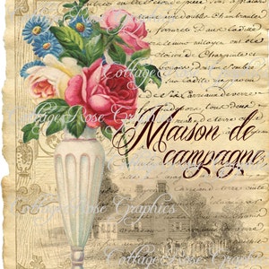 vintage Français Country Maison maison rose rose image Grand téléchargement numérique ACHETER 3 obtenir un GRATUIT