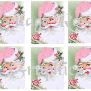 Pink Shabby Santa Roses Greeting Card Sheet (Digital Download)