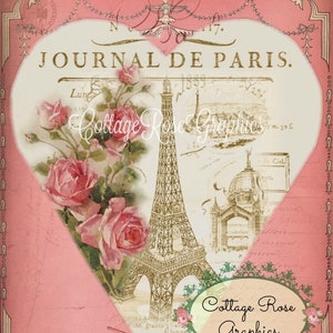 Paris Journal vintage Valentine gran descarga digital ECS comprar 3 obtener una imagen imprimible rosa GRATIS ROSES