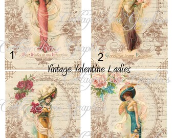 Large digital download 4 vintage Victorian VALENTINE Ladies  BUY 3 get one FREE