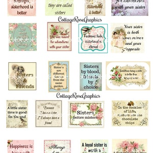 20 sœurs snippets images vintage thème téléchargement numérique Snippet spool citations ATC ACEO ECS Bijoux images acheter 3 obtenir un gratuit
