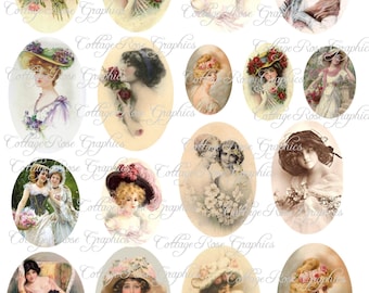 Large digital download Multiple image collage Vintage Victorian ladies ATC ACEO Jewelry buy 3 get one free