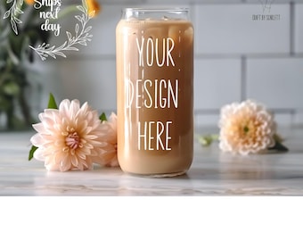 Personalized Libbey Iced Coffee Glass: Custom Handcrafted Logo Can Cup for Coffee Lovers, Unique Tumbler Gift , Easter Basket Gift