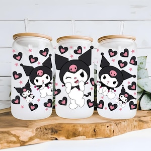 Kawaii Kitty Hello Glass Cup Tumbler, Adorable Design for Cozy Beverages, Ideal Gift for Friends Who Love Cute Things, Easter Basket Gift.
