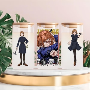 Nobara Kugisaki Jujutsu Kaisen Glastasse, einzigartiges japanisches JJK-Animationsgeschenk, Anime Libbey Bierdose, Otaku-Fangeschenk, Osterkorbgeschenk.