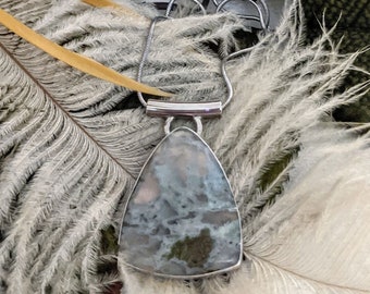 Vintage Artisan Sterling Silver Variscite Pendant Necklace N038