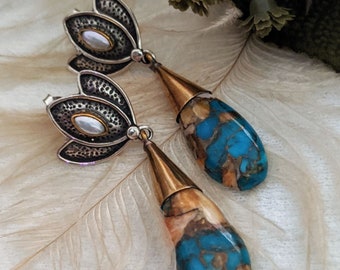 Artisan Sterling Silver Vermeil Mojave Turquoise Earrings E018