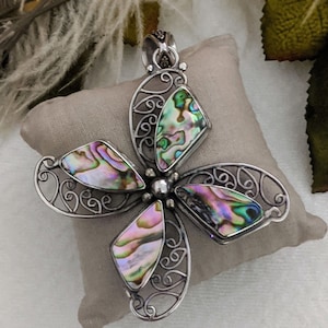 Meran Sterling Silver Abalone Large Pendant P025