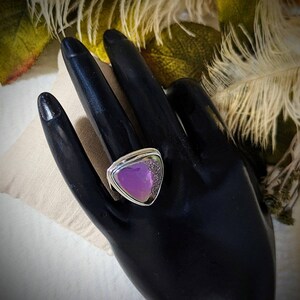 Vintage Artisan Sterling Silver Purple Druzy Adjustable Ring R052 image 10