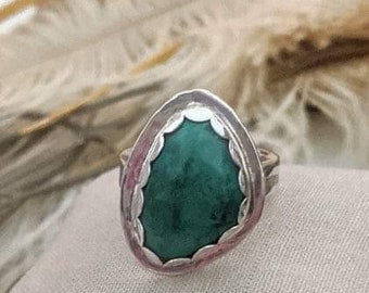 Artisan  Sterling Silver Malachite Unisex Ring R005