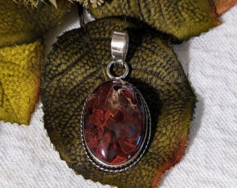 Artisan Sterling Silver Red Jasper Pendant P052