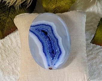 Druzy Agate Extra Large Oval Blue White Cabochon S088