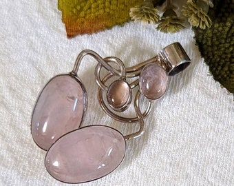 Unique Artisan Sterling Silver Rose Quartz Pendant P004