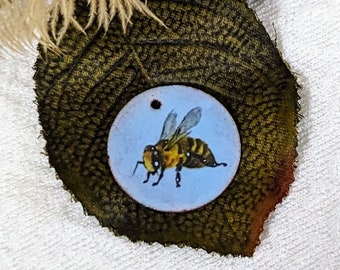 Enameled Glass Blue Honey Bee Pendant Component S066