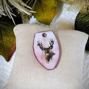 Emaillierte Glas Antiqued Deer Buck Anhänger Komponente S067
