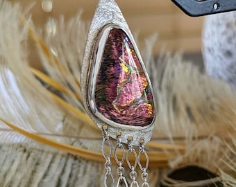 Artisan Sterling Silver Dichroic Glass Pendant P035