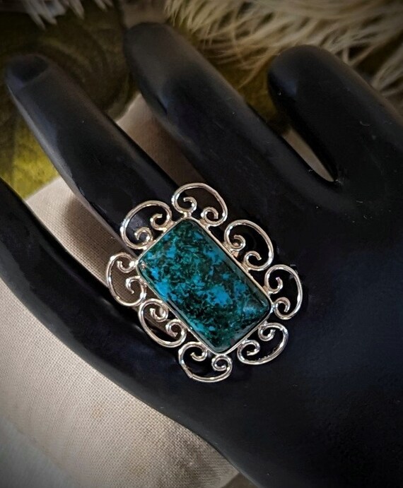 Artisan Chrysocolla Sterling Silver Ring R055