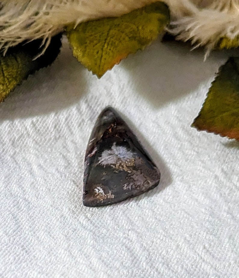 Natural Plume Agate Large Triangular Cabochon S087 image 3