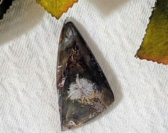 Natural Plume Agate Large Triangular Cabochon S087