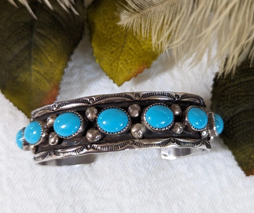 アクセサリー Vintage Navajo Turquoise Silver Bracelet wonderful-vintage-navajo-