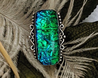 Artisan Sterling Dichroic Glass Ring R004