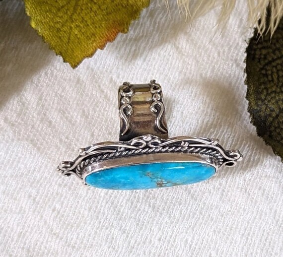 Vintage Artisan Crafted Sterling Silver Turquoise… - image 3