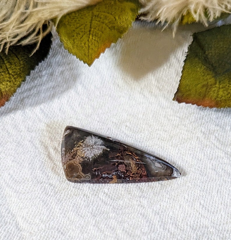 Natural Plume Agate Large Triangular Cabochon S087 image 5