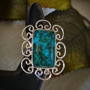 Artisan Chrysocolla Sterling Silver Ring R055