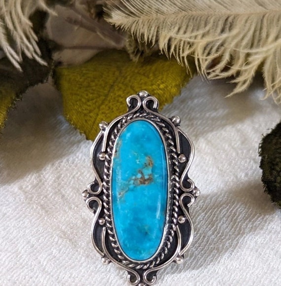 Vintage Artisan Crafted Sterling Silver Turquoise… - image 2