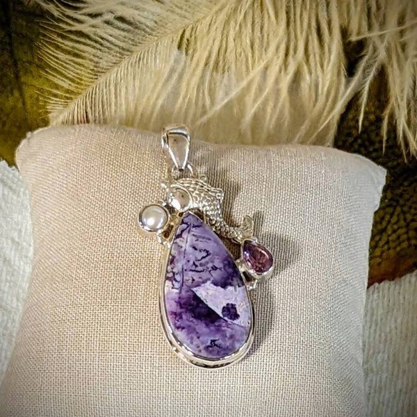 Artisan  Sterling Silver Purple Gemstone Pendant P044