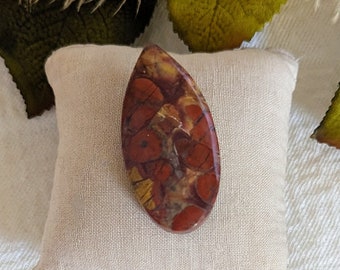 Red Brecciated Jasper in Agate Teardrop Cabochon S104