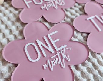 Flower Baby Milestone Discs | Acrylic Photo Props, First Year