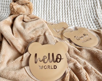 Bear Acrylic Baby Milestone Discs | First Year Photo Props