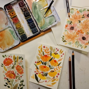 Cartes aquarelles faites main