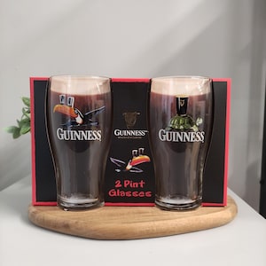 Guinness Tortoise & Toucan Gilroy Pint Glasses - Pack of 2