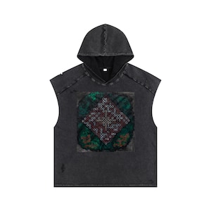 Schnee gewaschen Boxy Kapuzen Tank Top