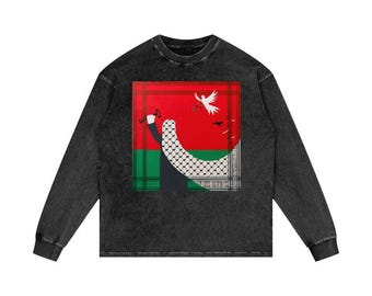 Acid Wash Oversize Long Sleeve T-Shirt - 250 GSM