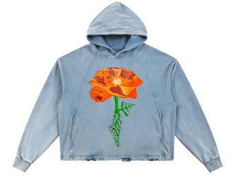 Vintage Washed Frayed-Hem Hoodie