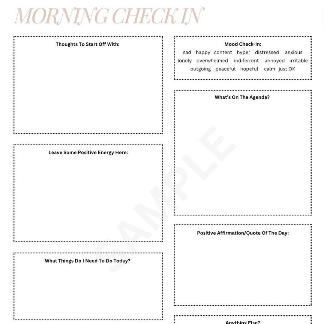 Daily Check In: AM & PM Printable Letter Format - Etsy