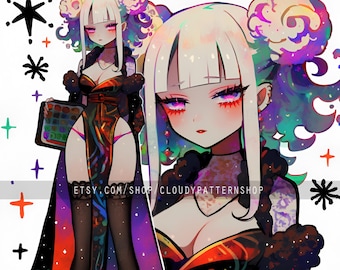 Adoptable | Cosmo Invader Girl, Original Adopt, Fursona, Character for Roleplaying, DnD, Reference, AI Adopt