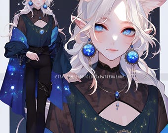 Adoptable | Nightcat Muse, Original Adopt, Character for Roleplaying, DnD, Reference, AI Adopt