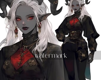 Adoptable | Goth Tiefling, Original Adopt, Character for Roleplaying, DnD, Reference, AI Adopt