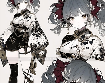 Adoptable | Gothic Flower Anthro, Original Adopt, Fursona, Character for Roleplaying, DnD, Reference, AI Adopt
